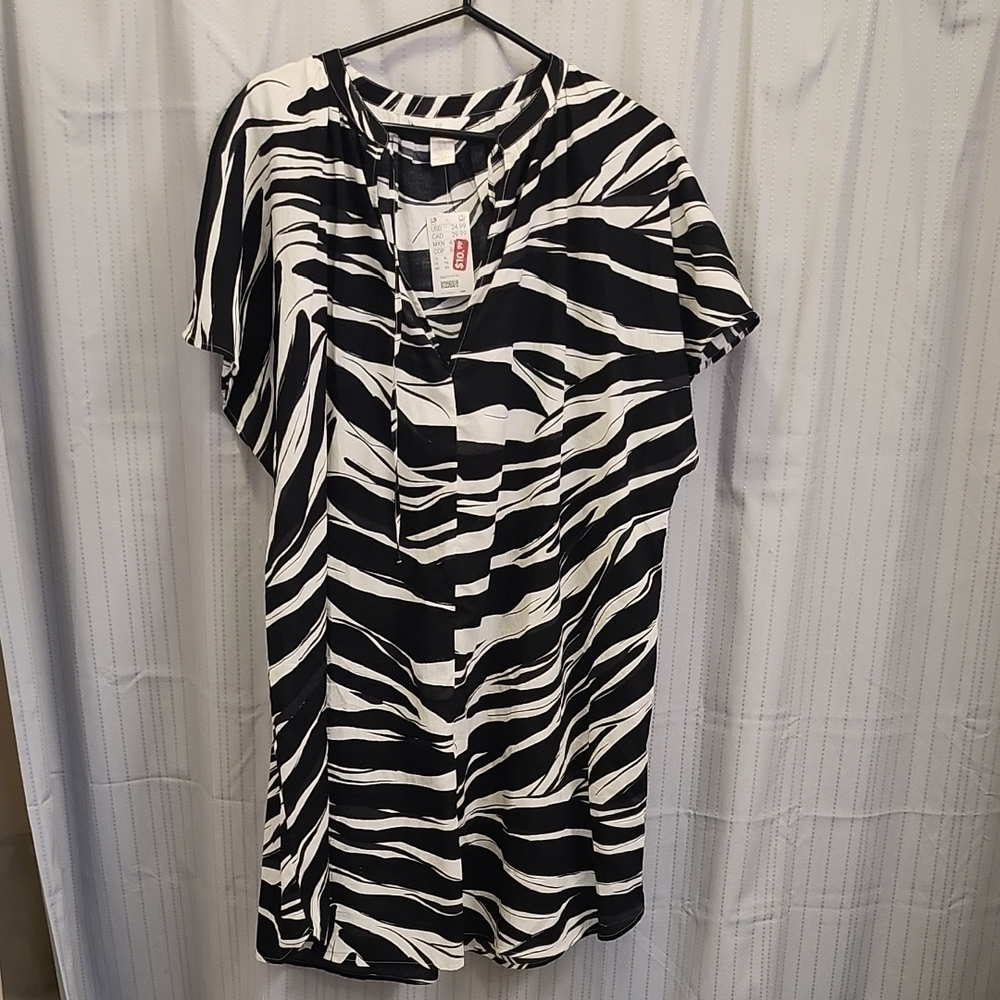 H&M Black and White Zebra Print Midi Dress